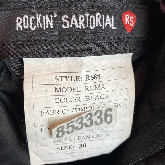 Rockin Sartorial  Roma Classic 2 Button Suit Black  Size 36 S - Picture 14 of 15